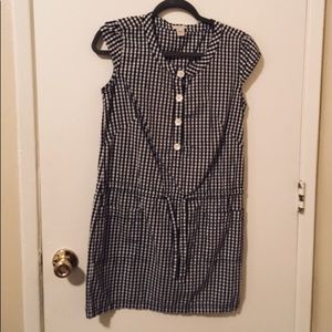 Gingham print mini dress.